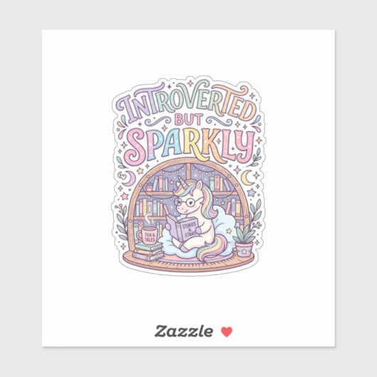 Eenhoring Introvert maar Fonkelend Origineel Wit B Sticker (Vel)