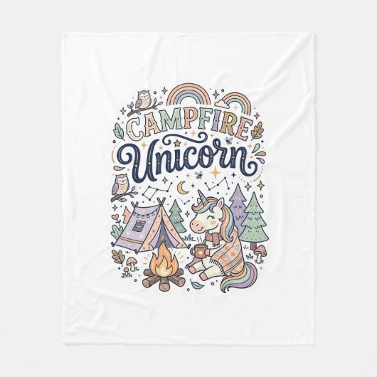 Eenhoring Kampeer vuur Eenhoring Premium Vector St Fleece Deken (Voorkant)