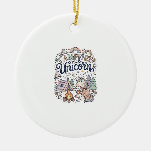Eenhoring Kampeer vuur Eenhoring Premium Vector St Keramisch Ornament (Voorkant)