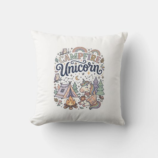 Eenhoring Kampeer vuur Eenhoring Premium Vector St Kussen (Voorkant)
