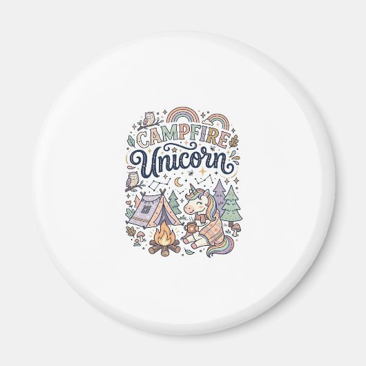 Eenhoring Kampeer vuur Eenhoring Premium Vector St Magneet (Voorkant)