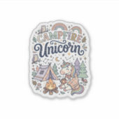 Eenhoring Kampeer vuur Eenhoring Premium Vector St Sticker (Voorkant)
