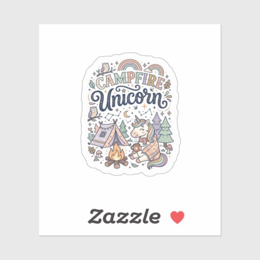 Eenhoring Kampeer vuur Eenhoring Premium Vector St Sticker (Vel)