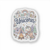 Eenhoring Kampeer vuur Eenhoring Premium Vector St Sticker (Voorkant)
