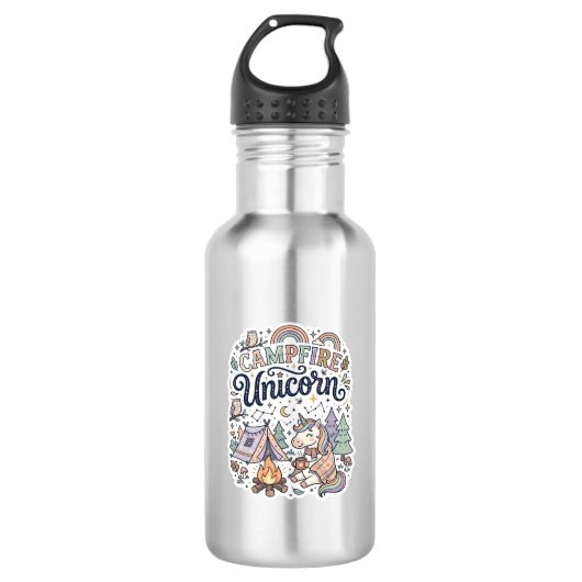 Eenhoring Kampeer vuur Eenhoring Premium Vector St Waterfles (Voorkant)
