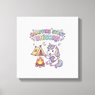 Eenhoring Kampeer Vuur Verhaal Eenhoring Betoveren Canvas Afdruk