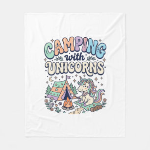 Eenhoring Kamperen met Eenhoring Kawaii Sticker en Fleece Deken