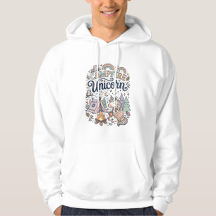 Eenhoring Kampvuur Eenhoring Premium Vector Sticke Hoodie