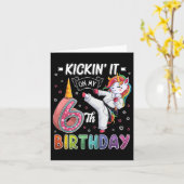 Eenhoring Karate 6de Verjaardag Zes 6 Jaar Oud Tae Kaart (Gele Bloem)