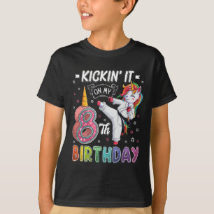 Eenhoring Karate 8e Verjaardag Acht 8 Jaar Oud Tae T-shirt