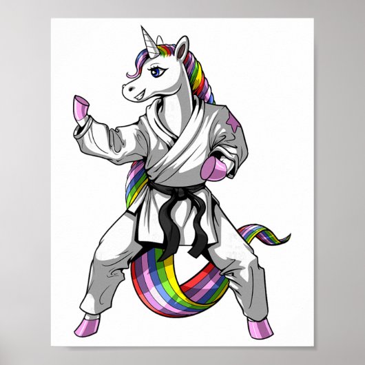 Eenhoring Karate Ninja Vechtkunst Judo Kickboksen Poster (Voorkant)