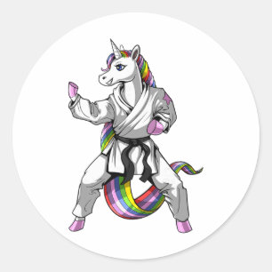 Eenhoring Karate Ninja Vechtkunst Judo Kickboksen Ronde Sticker