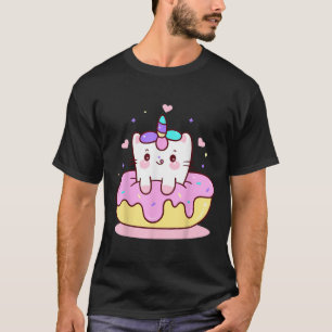 Eenhoring Kitty Kat Kitten op Donut Meisje Jongen  T-shirt