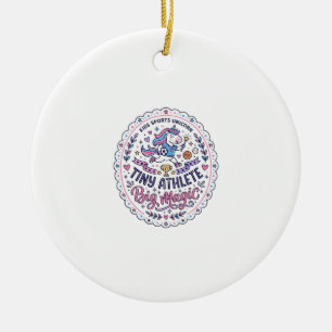 Eenhoring Kleine Atleet Grote Magie Speelse Print Keramisch Ornament
