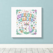 Eenhoring Konijnentuin Kawaii Typografie Ontwerp_ Canvas Afdruk (Insitu (Houten vloer))