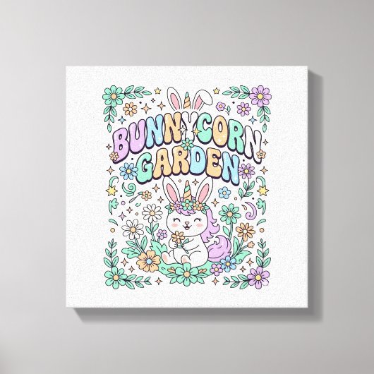 Eenhoring Konijnentuin Kawaii Typografie Ontwerp_ Canvas Afdruk (Voorkant)