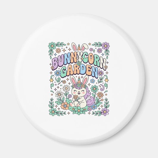 Eenhoring Konijnentuin Kawaii Typografie Ontwerp_ Magneet (Voorkant)