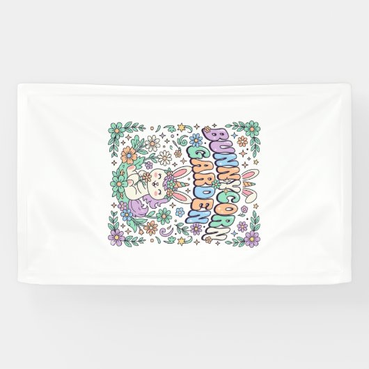 Eenhoring Konijnentuin Kawaii Typografie Ontwerp_ Spandoek (Horizontaal)