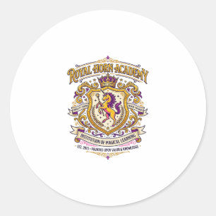Eenhoring Koninklijke Hoorn Academie Stijlvol Zazz Ronde Sticker