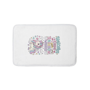 Eenhoring Kusjes en Regenboog Wensen Zachte Pastel Badmat