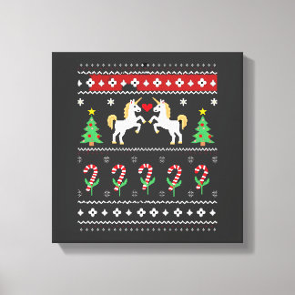 Eenhoring Lelijk Kerstmis T-shirt voor feest (1) Canvas Afdruk