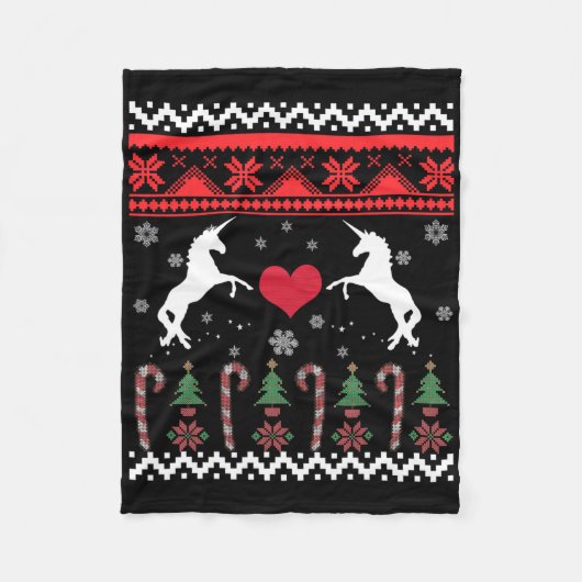 Eenhoring lelijke kersttrui feest fleece deken (Voorkant)
