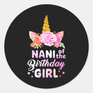 Eenhoring leuk nani van het verjaardagsmeisje grap ronde sticker