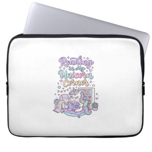 Eenhoring Lezen in Mijn Eenhoring Hoek Cute Pastel Laptop Sleeve