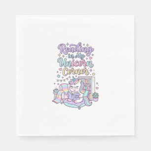 Eenhoring Lezen in Mijn Eenhoring Hoek Cute Pastel Servet