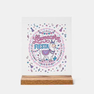 Eenhoring Llamacorn Feest Grappige Shirt Grafisch_ Acryl Bord