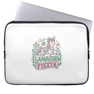 Eenhoring Llamacorn Feest Premium Vector POD Kunst Laptop Sleeve