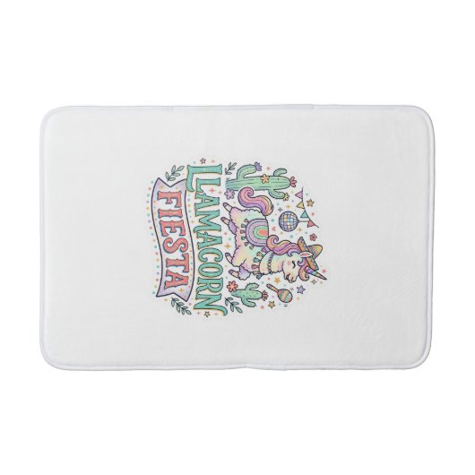 Eenhoring Llamacorn Fiesta Premium Vector POD Kuns Badmat (Voorkant)