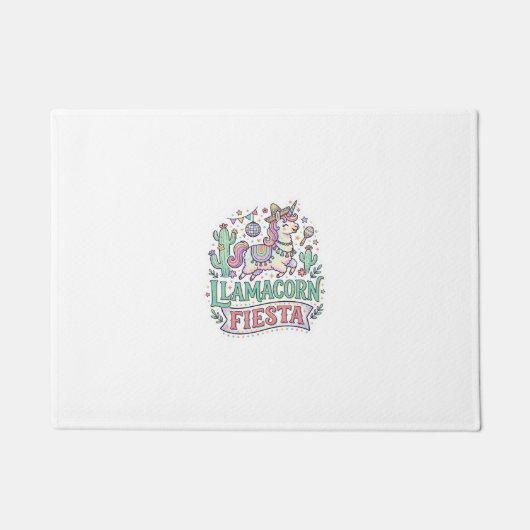 Eenhoring Llamacorn Fiesta Premium Vector POD Kuns Deurmat (Voorkant)