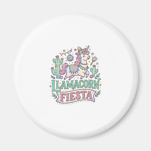 Eenhoring Llamacorn Fiesta Premium Vector POD Kuns Magneet (Voorkant)