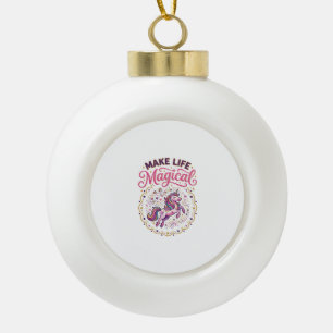 Eenhoring Maakt Leven Magisch POD Klaar Witte Acht Keramische Bal Ornament