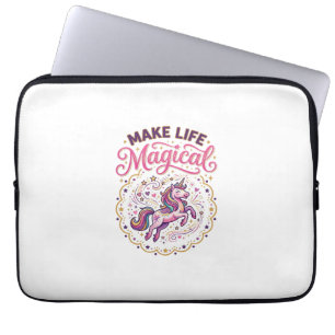 Eenhoring Maakt Leven Magisch POD Klaar Witte Acht Laptop Sleeve