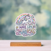 Eenhoring Maakt Leven Magisch Premium Vector Typog Acryl Bord (Neutraal)