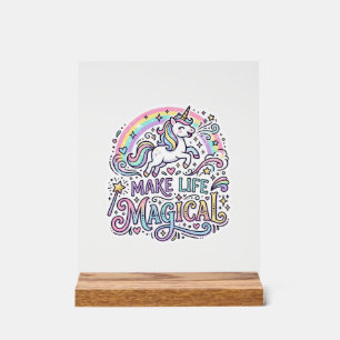 Eenhoring Maakt Leven Magisch Premium Vector Typog Acryl Bord