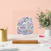 Eenhoring Maakt Leven Magisch Premium Vector Typog Acryl Bord (Huwelijk)