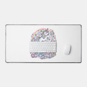 Eenhoring Maakt Leven Magisch Premium Vector Typog Bureaumat (Keyboard & Muis)