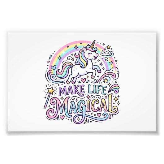 Eenhoring Maakt Leven Magisch Premium Vector Typog Foto Afdruk (Voorkant)