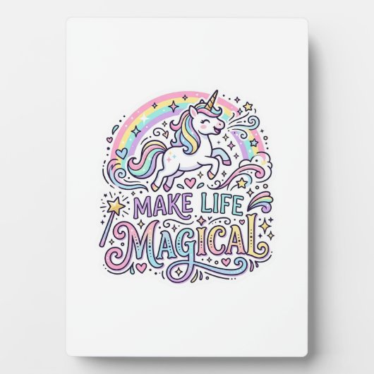 Eenhoring Maakt Leven Magisch Premium Vector Typog Fotoplaat (voorkant)