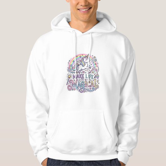 Eenhoring Maakt Leven Magisch Premium Vector Typog Hoodie (Voorkant)