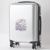 Eenhoring Maakt Leven Magisch Premium Vector Typog Sticker (Koffer)