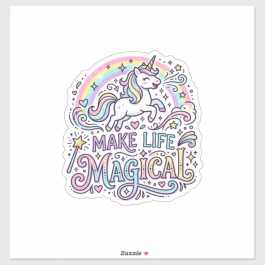 Eenhoring Maakt Leven Magisch Premium Vector Typog Sticker (Vel)
