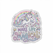 Eenhoring Maakt Leven Magisch Premium Vector Typog Sticker (Voorkant)