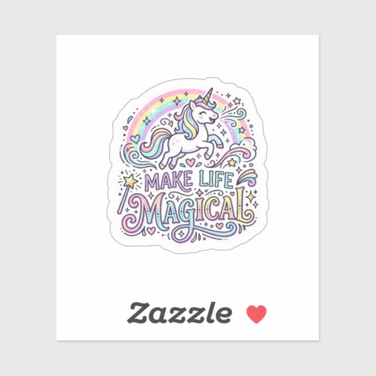Eenhoring Maakt Leven Magisch Premium Vector Typog Sticker (Vel)