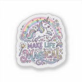 Eenhoring Maakt Leven Magisch Premium Vector Typog Sticker (Voorkant)