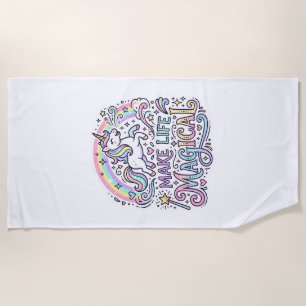 Eenhoring Maakt Leven Magisch Premium Vector Typog Strandlaken