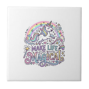 Eenhoring Maakt Leven Magisch Premium Vector Typog Tegeltje